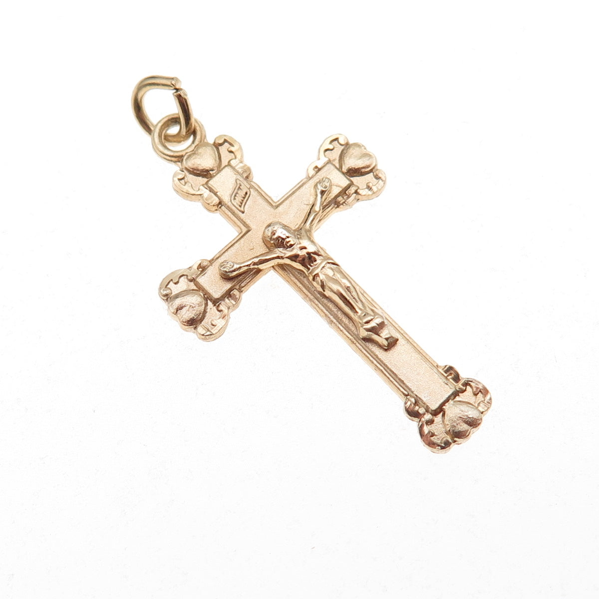 Chapel 925 Sterling Silver Gold Plated Vintage Crucifix Cross Charm Pendant