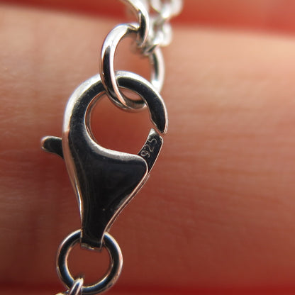 925 Sterling Silver Cross Station Cable Link Bracelet 7.25-8.25"