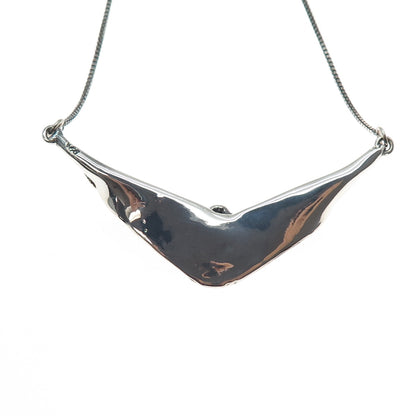 925 Sterling Silver Vintage Real Black Onyx Modernist Box Chain Necklace 18"