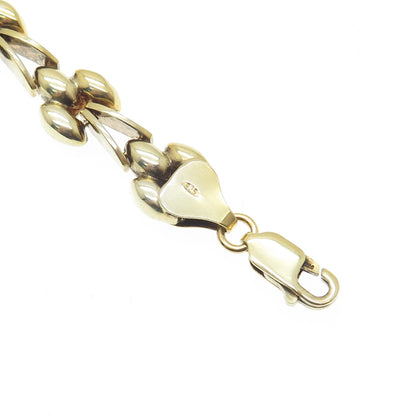 925 Sterling Silver Gold Plated Italy Marquise-Shaped Link Bracelet 7"