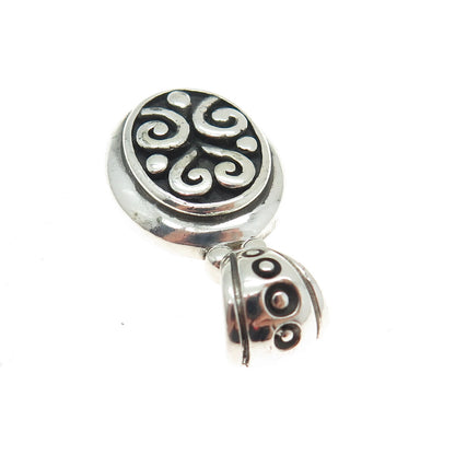 925 Sterling Silver Vintage Swirl Oxidized Pendant