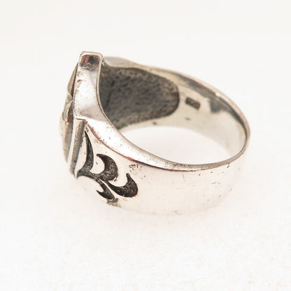 925 Sterling Silver Vintage Cross Oxidized Ring Size 11.5