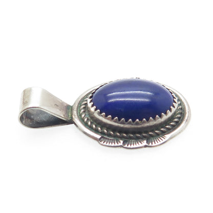 BEGAY NAVAJO Old Pawn 925 Sterling Silver Vintage Southwestern Lapis Pendant