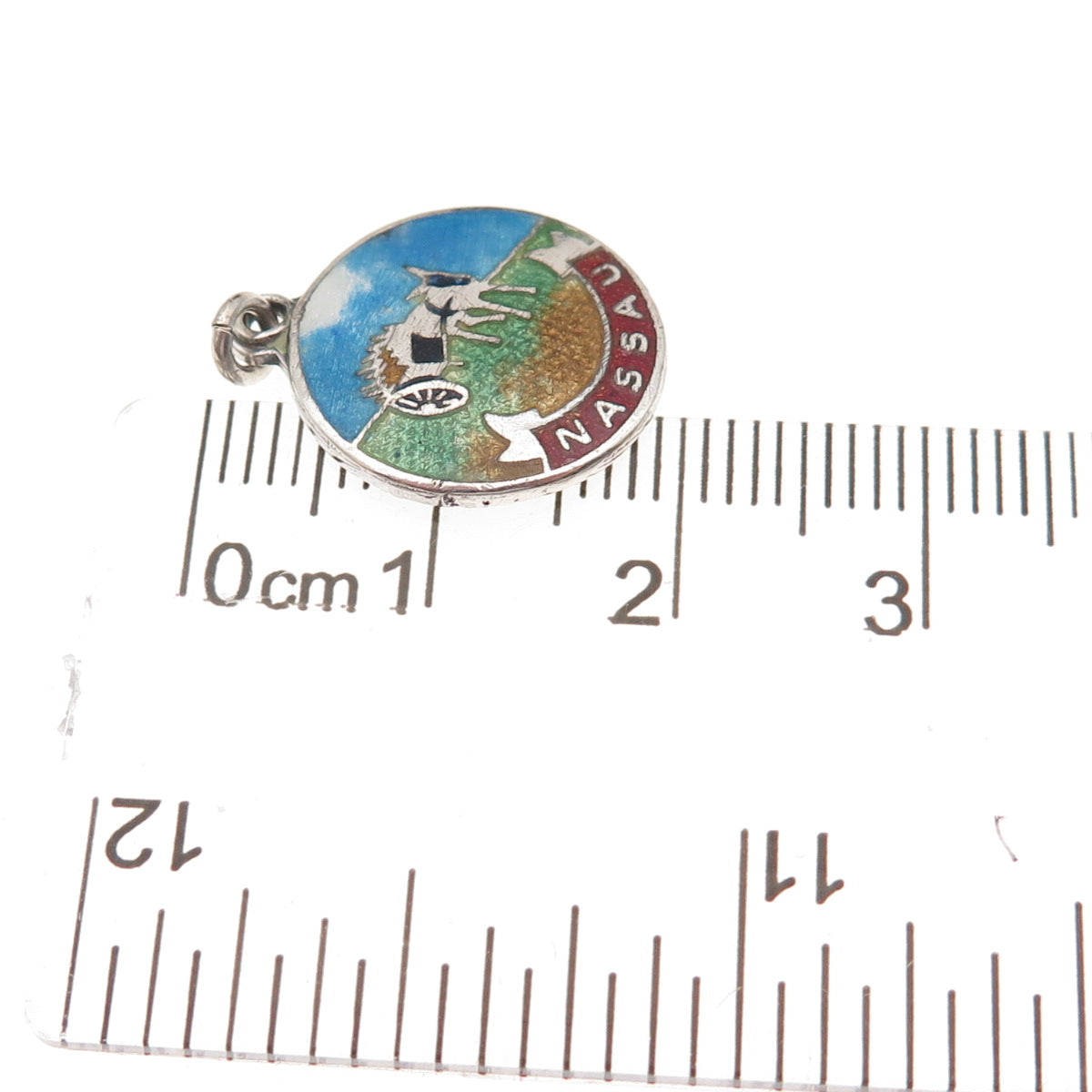 Breadner Co. 925 Sterling Silver Vintage Enamel Nassau Charm Pendant