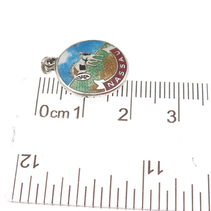 Breadner Co. 925 Sterling Silver Vintage Enamel Nassau Charm Pendant