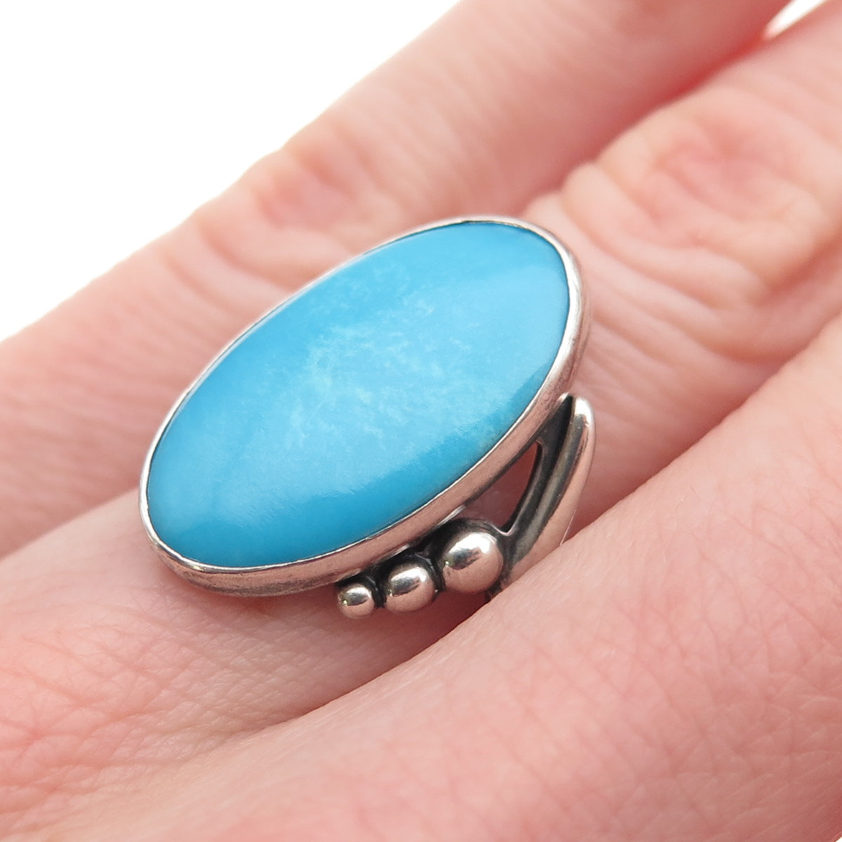 Pacific Jewelry Old Pawn Sterling Silver Vintage Turquoise Tribal Ring Size 4.5