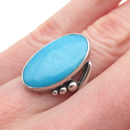 Pacific Jewelry Old Pawn Sterling Silver Vintage Turquoise Tribal Ring Size 4.5