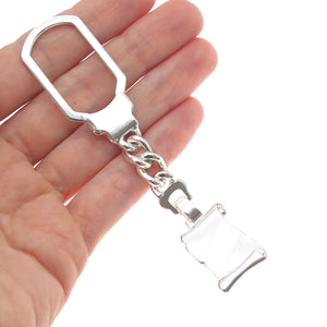 925 Sterling Silver Vintage Italy Key Diploma Fob Chain Ring Holder