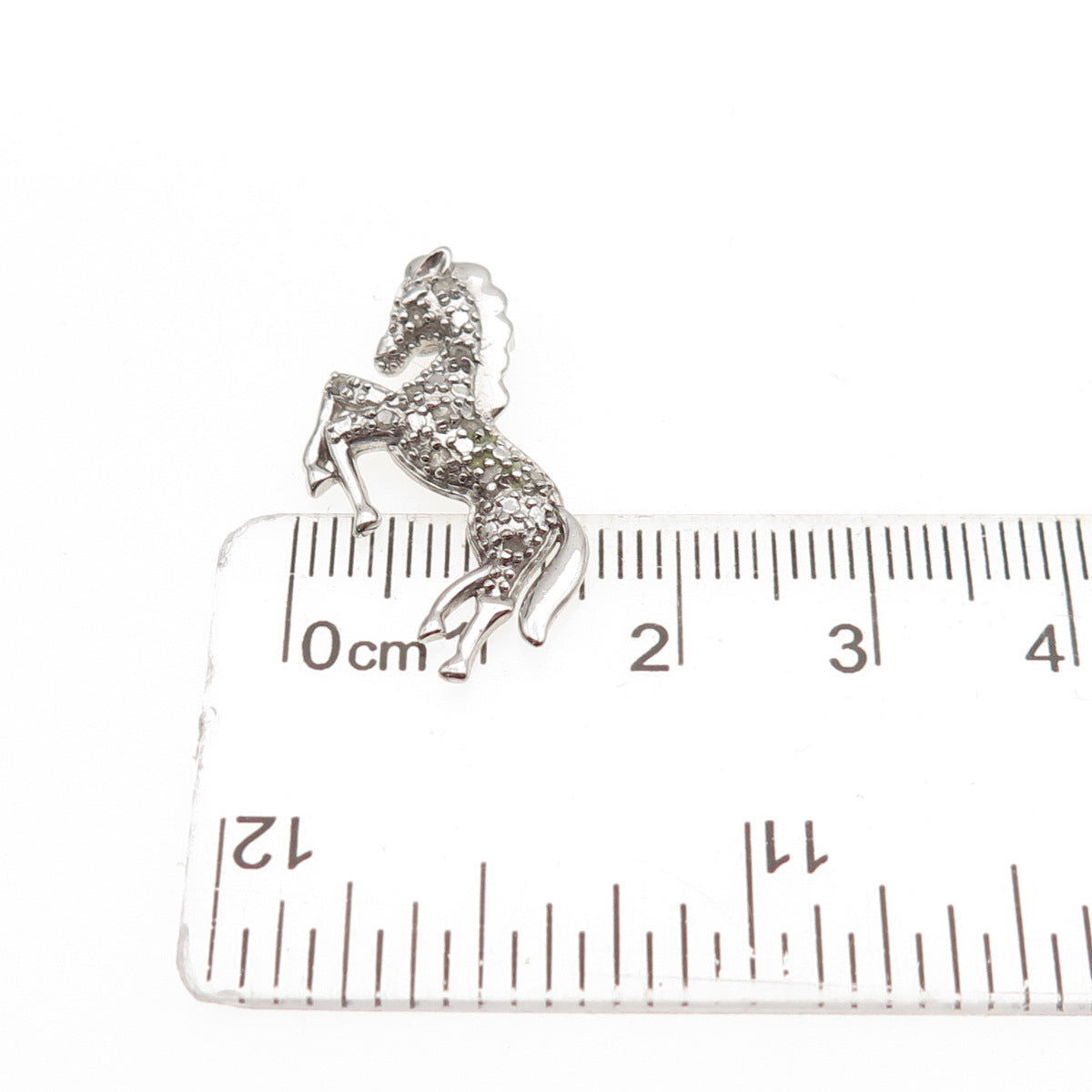 Charles Winston 925 Sterling Silver Real Diamond Horse Slide Charm Pendant