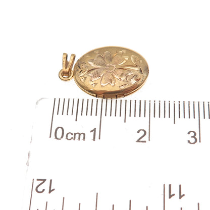 Gold Filled Vintage Floral Locket Charm Pendant