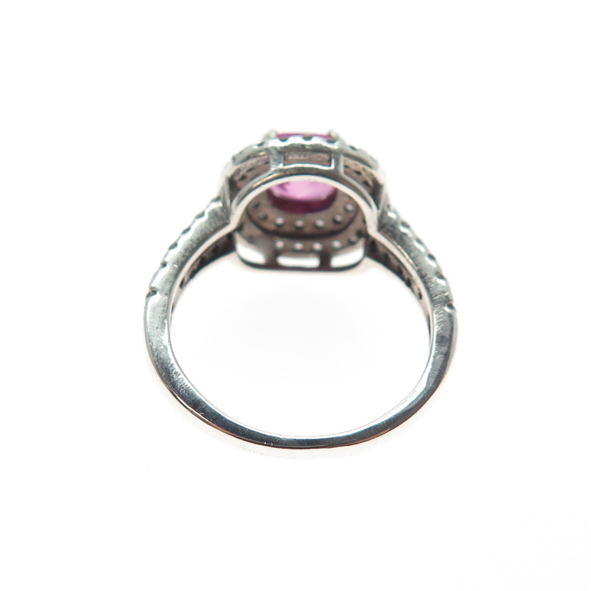 925 Sterling Silver Lab-Created Ruby & C Z Ring Size 5.25