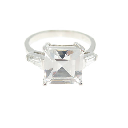 925 Sterling Silver Princess-Cut Shaped C Z Ring Size 7.25