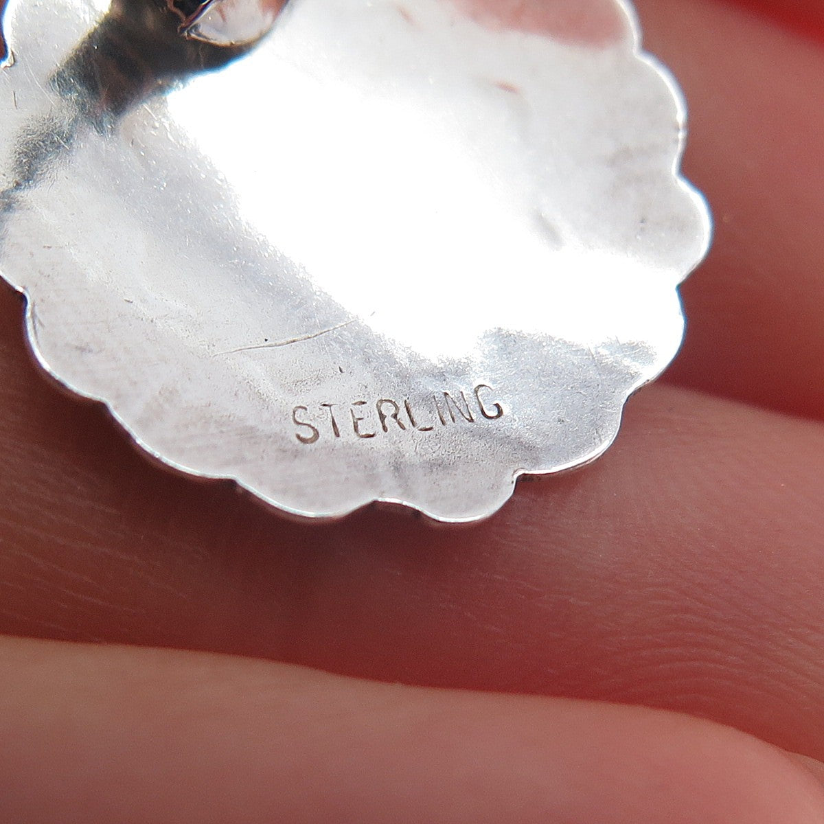 Old Pawn Sterling Silver Vintage Southwestern Turquoise Flower Tribal Earrings