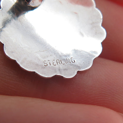 Old Pawn Sterling Silver Vintage Southwestern Turquoise Flower Tribal Earrings