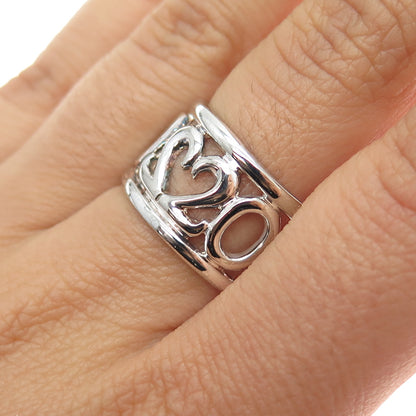 925 Sterling Silver Vintage 2000 Millennium Wide Band Ring Size 8.25