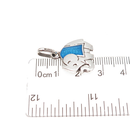925 Sterling Silver Vintage Italy Enamel Elephant Charm Pendant