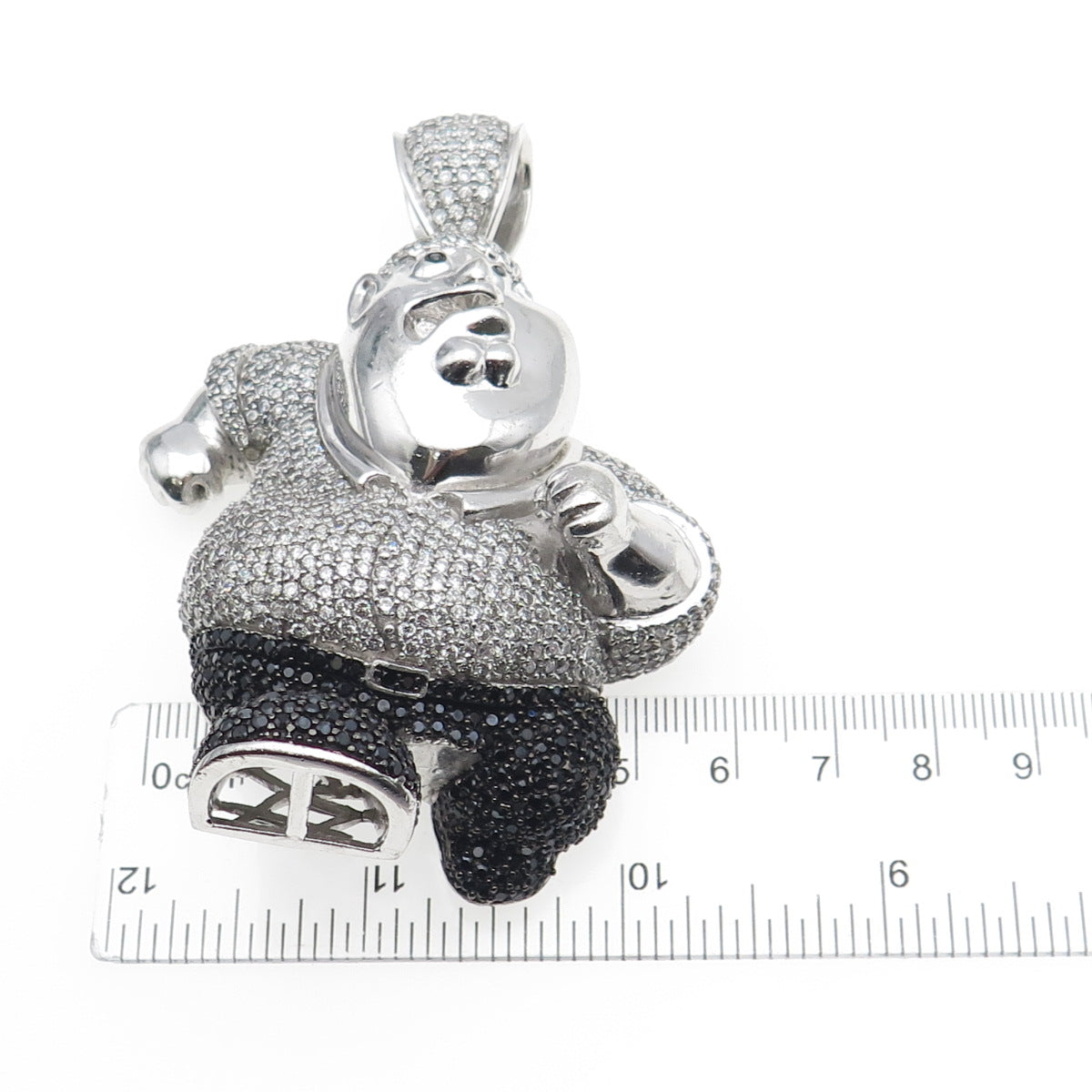 925 Sterling Black & White C Z Peter Griffin Family Guy Heavy 92.0g Pendant