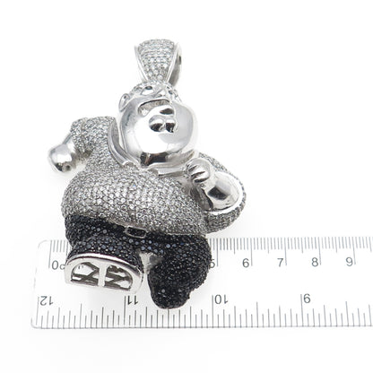 925 Sterling Black & White C Z Peter Griffin Family Guy Heavy 92.0g Pendant