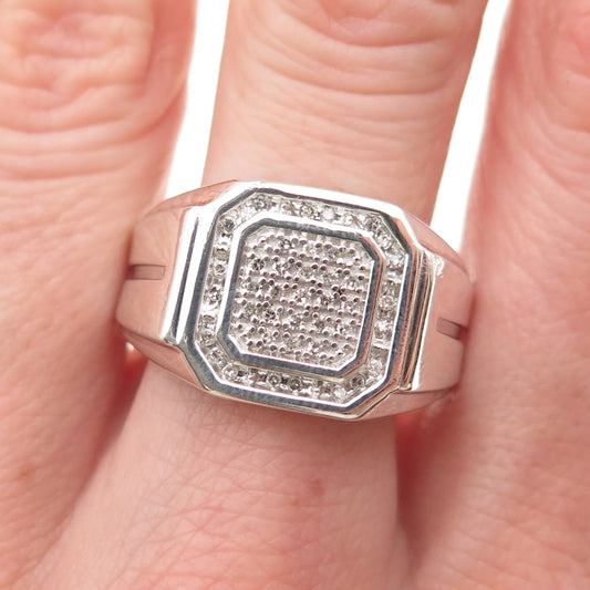 SLV Sadye L Vassil 925 Sterling Silver Real Round-Cut Diamond Ring Size 10