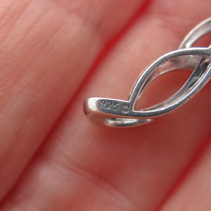 925 Sterling Silver Real Round-Cut Diamond Twisted Charm Pendant