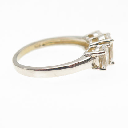 925 Sterling Silver Oval-Cut C Z Engagement Ring Size 7