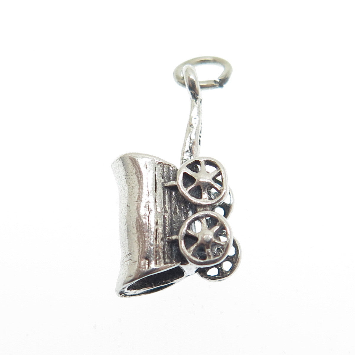 925 Sterling Silver Vintage Covered Wagon 3D Charm Pendant