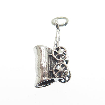 925 Sterling Silver Vintage Covered Wagon 3D Charm Pendant