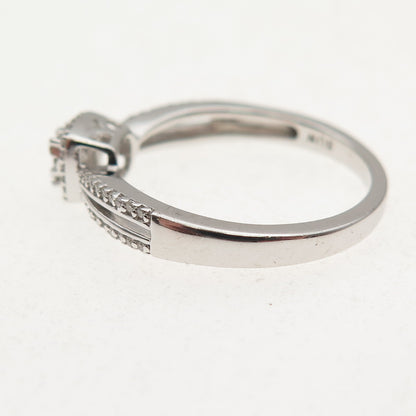 Sun 925 Sterling Silver Real Round-Cut Diamond Engagement Ring Size 7