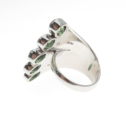 SAJEN 925 Sterling Silver Vintage Real Peridot Oxidized Wing Overlap Ring Size 7