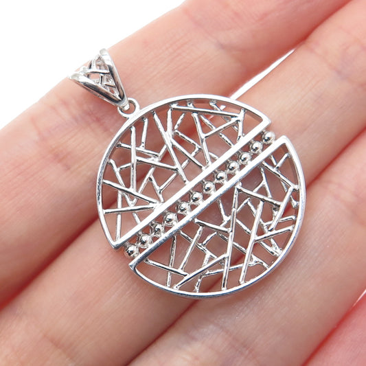 925 Sterling Silver Modernist Beaded Charm Pendant