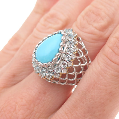 Michael Valitutti Gems En Vogue 925 Sterling Turquoise Blue Topaz Ring Size 7.75