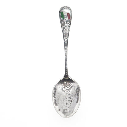 PAYE & BAKER 925 Sterling Silver Antique Art Deco Enamel Mexico Coffee Spoon