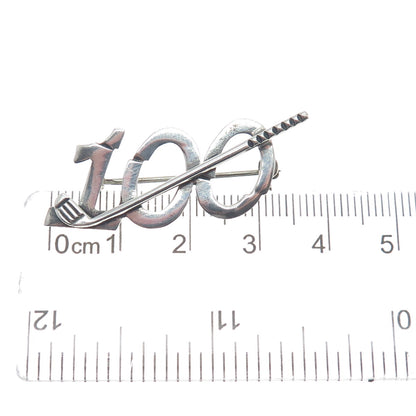 LEONORE DOSKOW 925 Sterling Silver Vintage Broke 100 Golf Pin Brooch