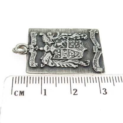 925 Sterling Silver Vintage 1973 Coat of Arms of Columbus Pendant