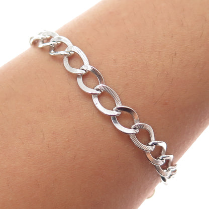 925 Sterling Silver Vintage Curb Link Bracelet 7"
