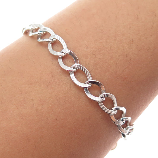 925 Sterling Silver Vintage Curb Link Bracelet 7"