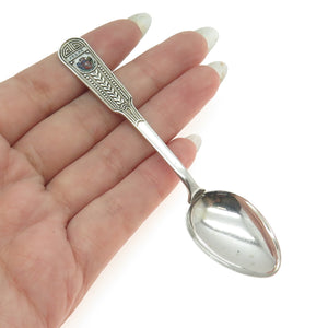 800 Silver Antique France Enamel Praha / Prague Coffee Spoon