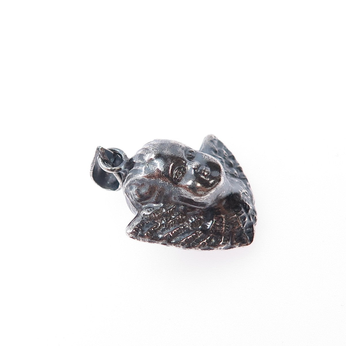 925 Sterling Silver Vintage Cherub Oxidized Minimalist Charm Pendant