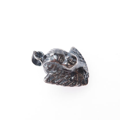 925 Sterling Silver Vintage Cherub Oxidized Minimalist Charm Pendant
