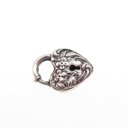 Walter Lampl 925 Sterling Silver Antique Art Deco Heart Lock Charm Pendant