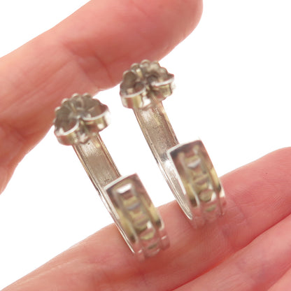 Jane Bohan 925 Sterling Silver 14K Gold Posts Vintage Hoop Earrings