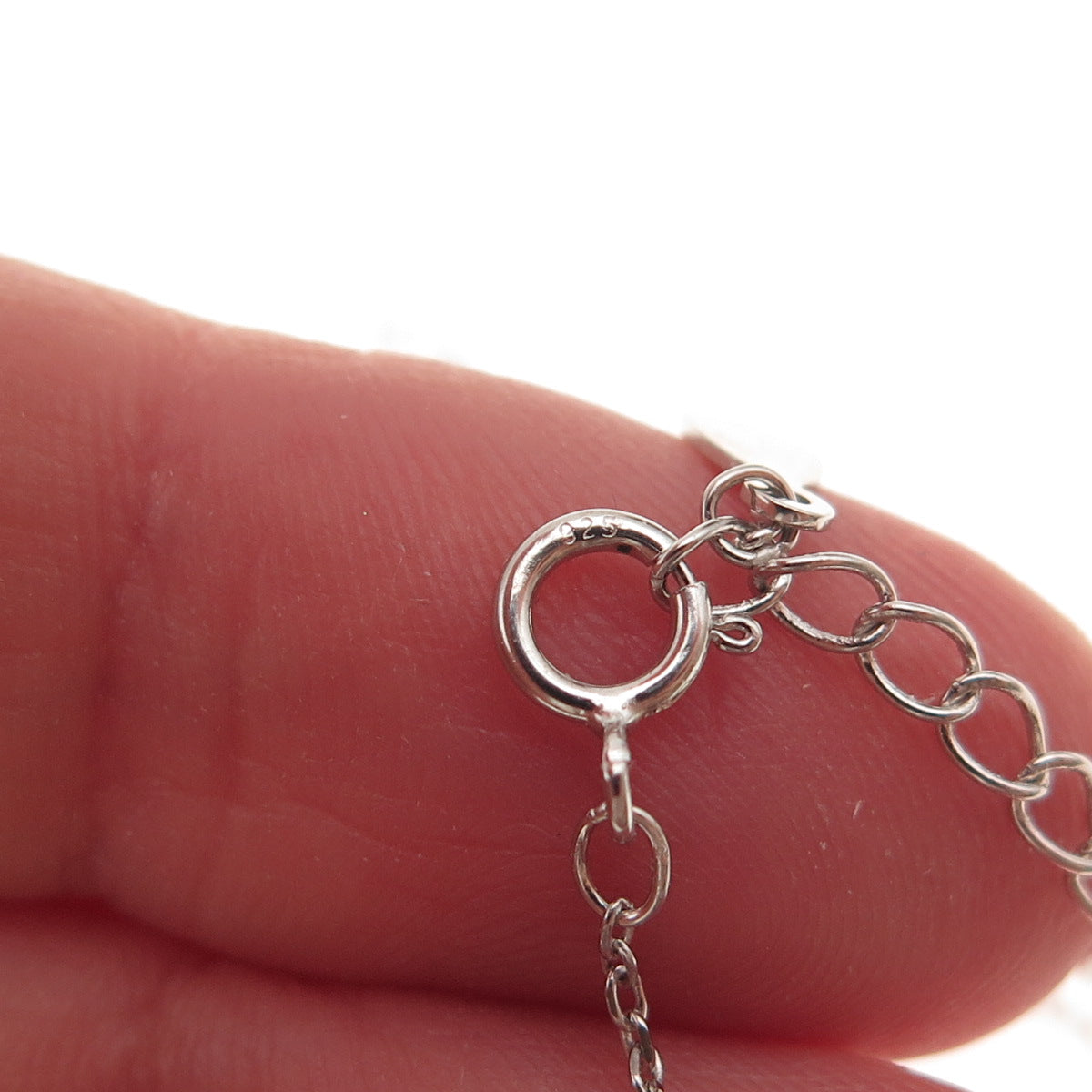 925 Sterling Silver Real MOP & C Z Floral Cable Chain Necklace 16-18"