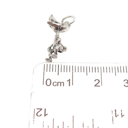 925 Sterling Silver Vintage Daffy Duck Oxidized 3D Mini Charm Pendant