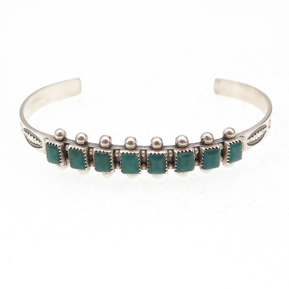 Old Pawn 925 Sterling Silver Vintage Kingman Turquoise Adjustable Bracelet 5.75"