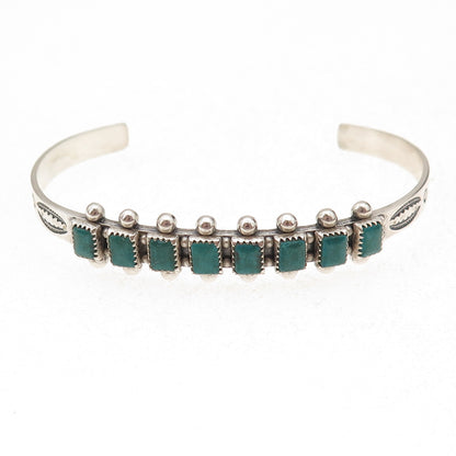 Old Pawn 925 Sterling Silver Vintage Kingman Turquoise Adjustable Bracelet 5.75"