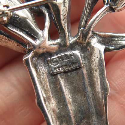 925 Sterling Silver Vintage Hamilton & Hamilton Flower Pot Pin Brooch