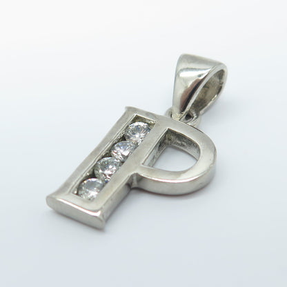 925 Sterling Silver Round-Cut C Z Letter "P" Initial Pendant