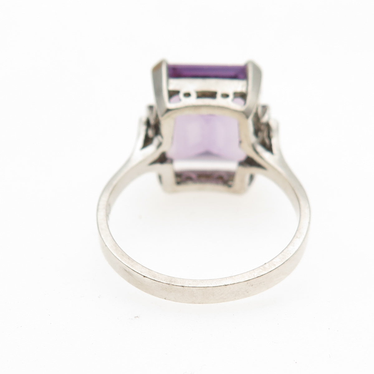 925 Sterling Silver Vintage Emerald-Cut Lab-Created Peacock Sapphire Ring Size 9