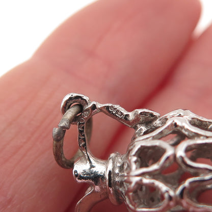 925 Sterling Silver Vintage Pitcher Oxidized 3D Mini Charm Pendant
