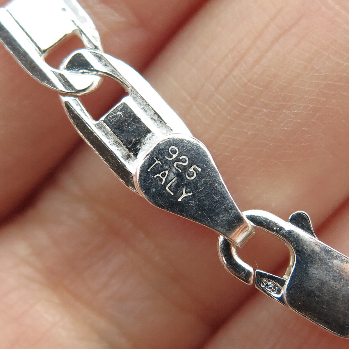 925 Sterling Silver Italy Flat Anchor Mariner Chain Necklace 18"